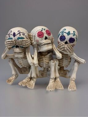 Nemesis Now See, Hear, Speak No Evil Day Of The Dead 3 Wise Calaveras Skeletons.